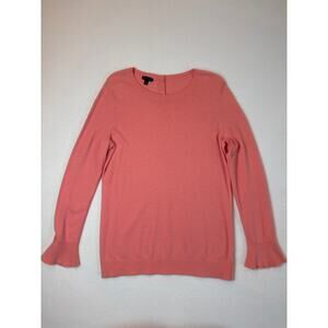 Talbots Sweater Lambswool Blend Knit Long Sleeve Small Peach Button Back Ruffle